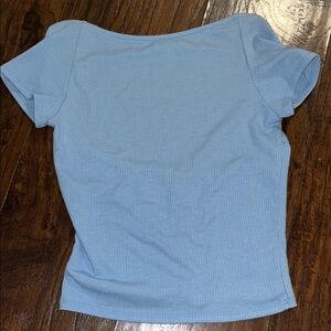 Light Blue Women's Ribbed Top